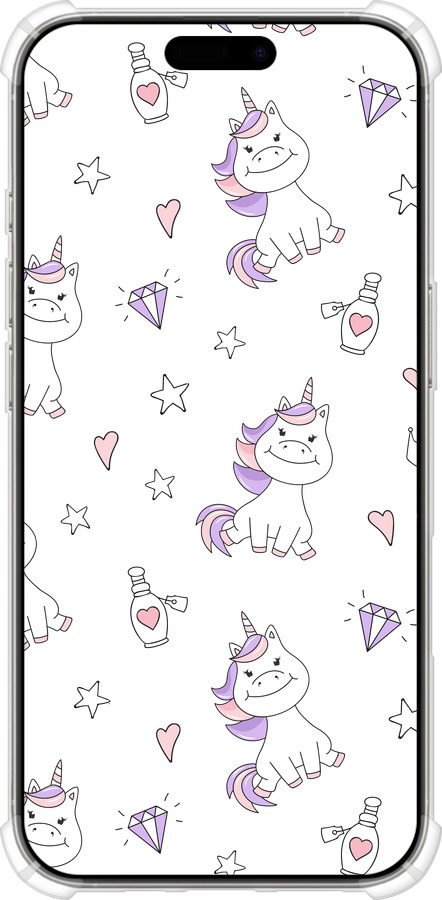 Силикон с усиленными углами чехол Единорожка v2 для Apple iPhone 16 Pro - 4703sp-3708 изображение 