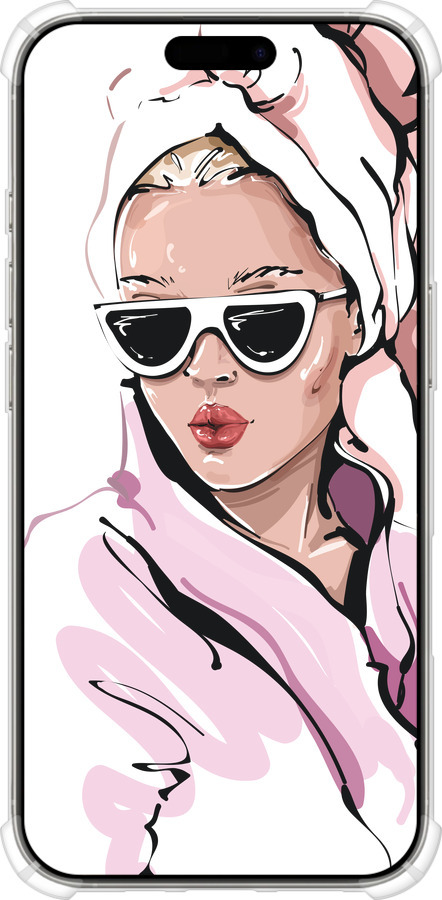 Силикон с усиленными углами чехол Девушка в очках 2 для Apple iPhone 16 Pro - 4714sp-3708 изображение 