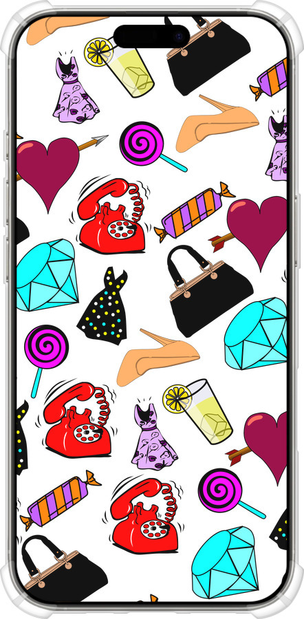 Силикон с усиленными углами чехол stickers для Apple iPhone 16 Pro - 4757sp-3708 изображение 