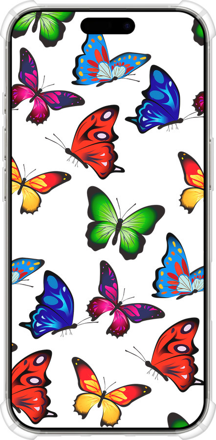 Силикон с усиленными углами чехол Красочные мотыльки для Apple iPhone 16 Pro - 4761sp-3708 изображение 