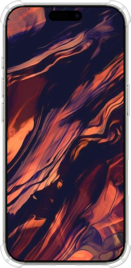 Силикон с усиленными углами чехол Черно-оранжевая абстракция для Apple iPhone 16 Pro - 5340sp-3708 изображение 