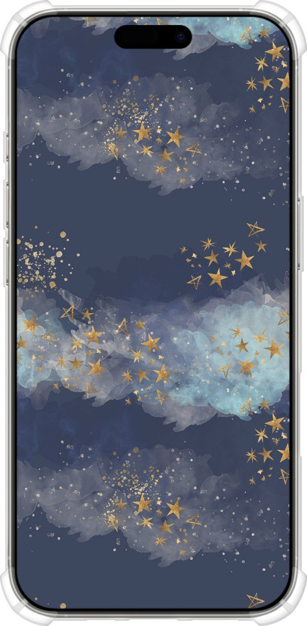 Силикон с усиленными углами чехол Ночь золотые звезды для Apple iPhone 16 Pro - 5421sp-3708 изображение 