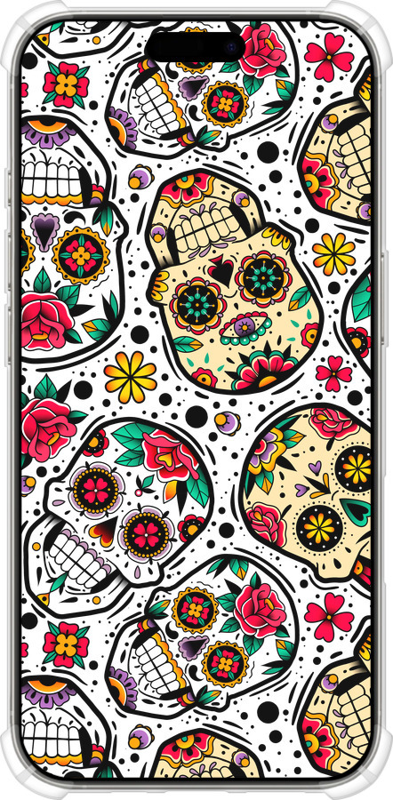 Силикон с усиленными углами чехол Черепа для Apple iPhone 16 Pro - 5471sp-3708 изображение 