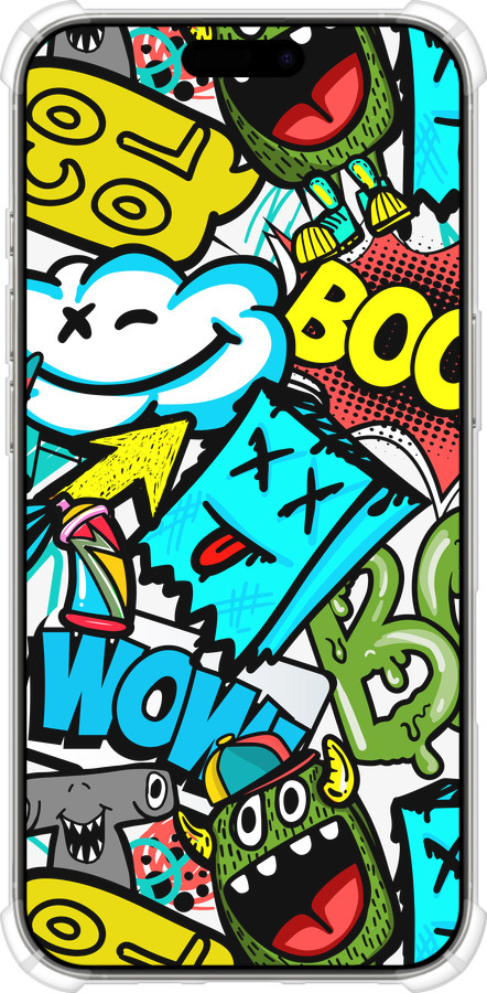 Силіконовий протиударний с посиленими кутами чехол Стікери v4 для Apple iPhone 16 Pro - 5508sp-3708 изображение 