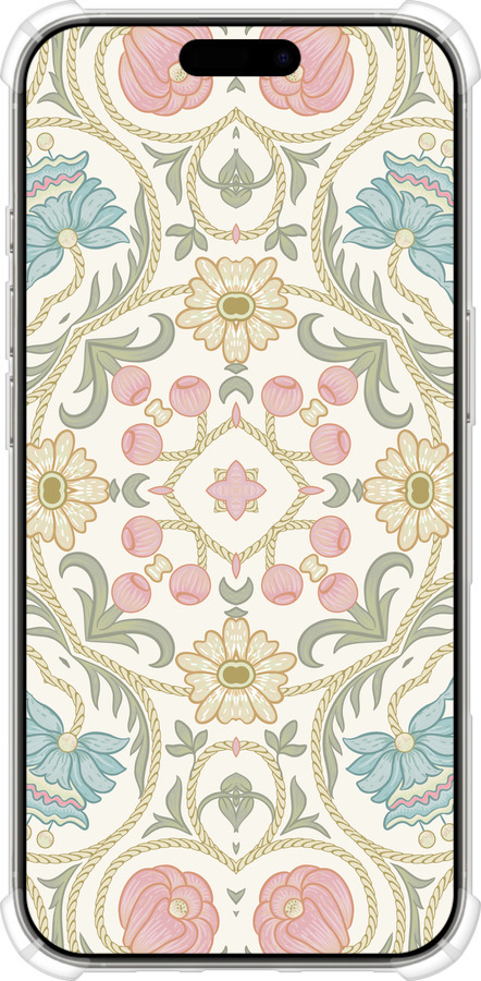 Силіконовий протиударний с посиленими кутами чехол Квітковий орнамент v2 для Apple iPhone 16 Pro - 5513sp-3708 изображение 