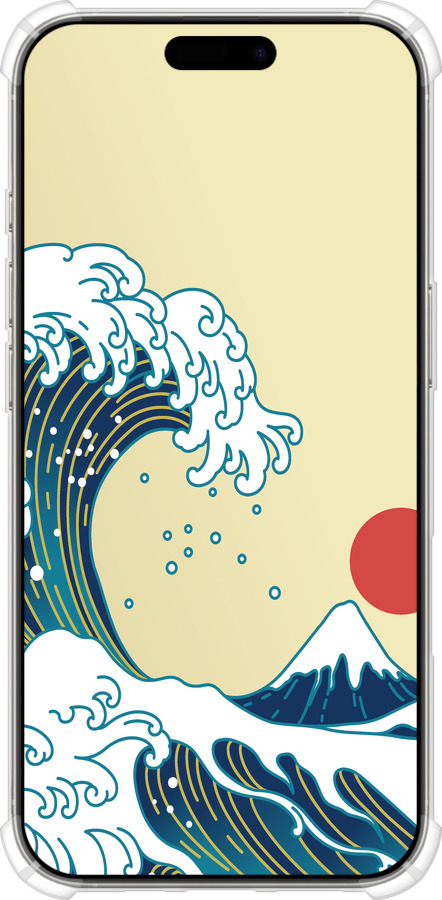 Силіконовий протиударний с посиленими кутами чехол Японські хвилі для Apple iPhone 16 Pro - 5533sp-3708 изображение 