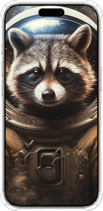 Силикон с усиленными углами чехол Raccoon austronaut для Apple iPhone 16 Pro - 5581sp-3708 изображение 