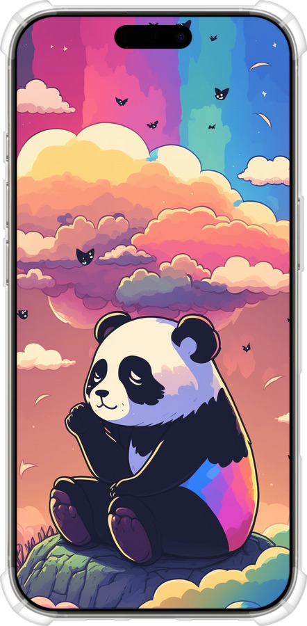 Силикон с усиленными углами чехол Панда в облаках для Apple iPhone 16 Pro - 5585sp-3708 изображение 