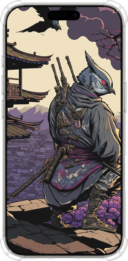 Силикон с усиленными углами чехол Птица воин для Apple iPhone 16 Pro - 5587sp-3708 изображение 