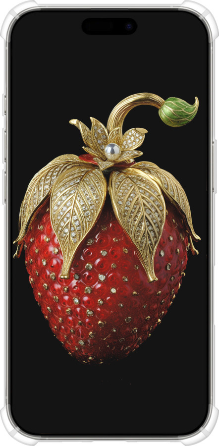 Силикон с усиленными углами чехол Клубника v3 для Apple iPhone 16 Pro - 5638sp-3708 изображение 