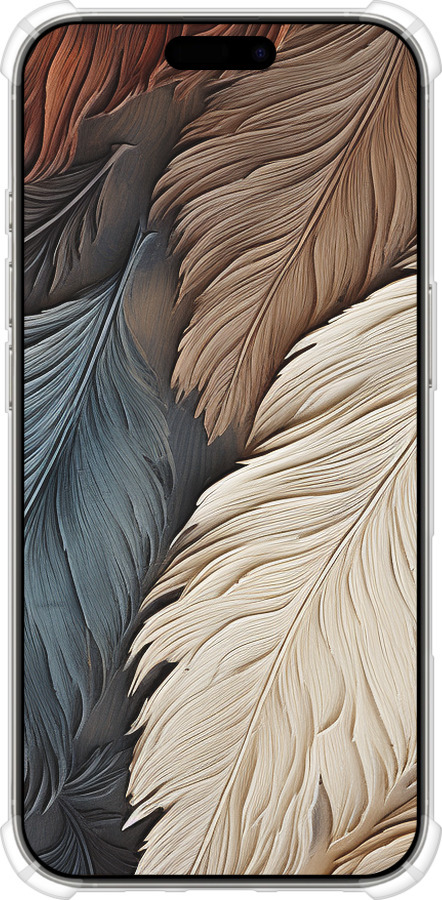 Силикон с усиленными углами чехол Листья в стиле бохо для Apple iPhone 16 Pro - 5643sp-3708 изображение 