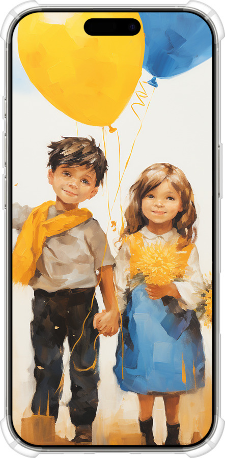 Силикон с усиленными углами чехол Дети с шариками для Apple iPhone 16 Pro - 5659sp-3708 изображение 