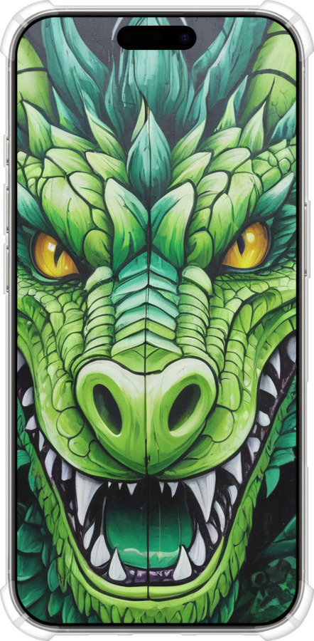 Силіконовий протиударний с посиленими кутами чехол Зелений дракон для Apple iPhone 16 Pro - 5816sp-3708 изображение 