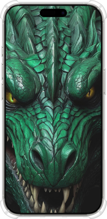 Силикон с усиленными углами чехол Зелёный дракон v2 для Apple iPhone 16 Pro - 5817sp-3708 изображение 