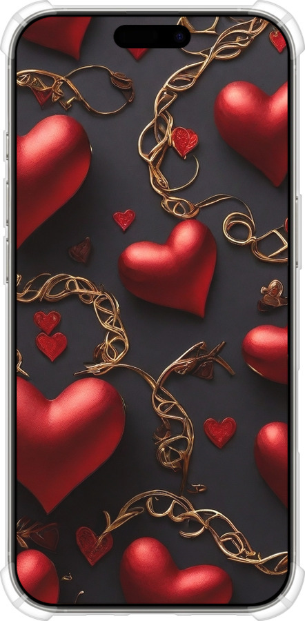 Силикон с усиленными углами чехол Сердечки для Apple iPhone 16 Pro - 5831sp-3708 изображение 