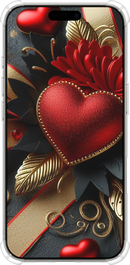 Силикон с усиленными углами чехол Сердечки v2 для Apple iPhone 16 Pro - 5832sp-3708 изображение 