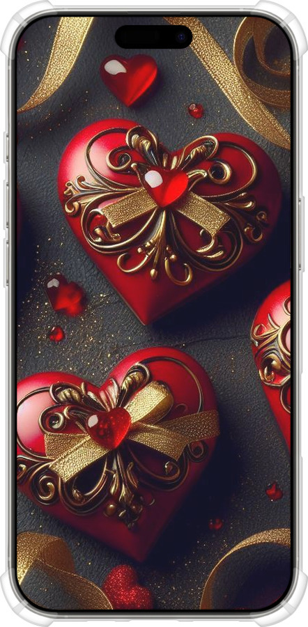 Силикон с усиленными углами чехол Сердечки v4 для Apple iPhone 16 Pro - 5834sp-3708 изображение 