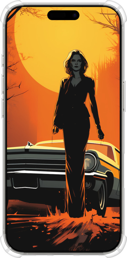 Силіконовий протиударний с посиленими кутами чехол Чохол для телефону Дівчина біля автомобіля для Apple iPhone 16 Pro - 5946sp-3708 изображение 