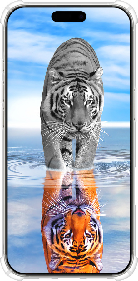 Силикон с усиленными углами чехол Тигр для Apple iPhone 16 Pro - 6016sp-3708 изображение 