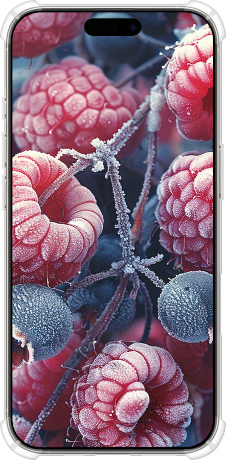 Силикон с усиленными углами чехол Морозные ягоды для Apple iPhone 16 Pro - 6033sp-3708 изображение 