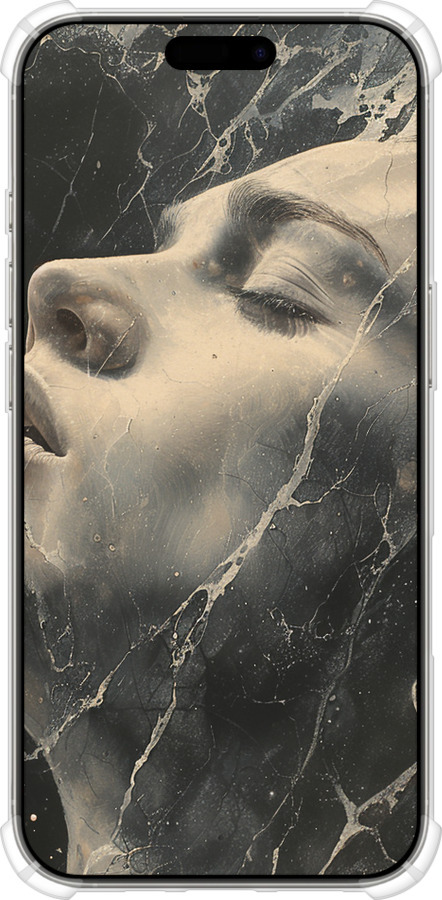 Силіконовий протиударний с посиленими кутами чехол Мармурова жінка для Apple iPhone 16 Pro - 6040sp-3708 изображение 