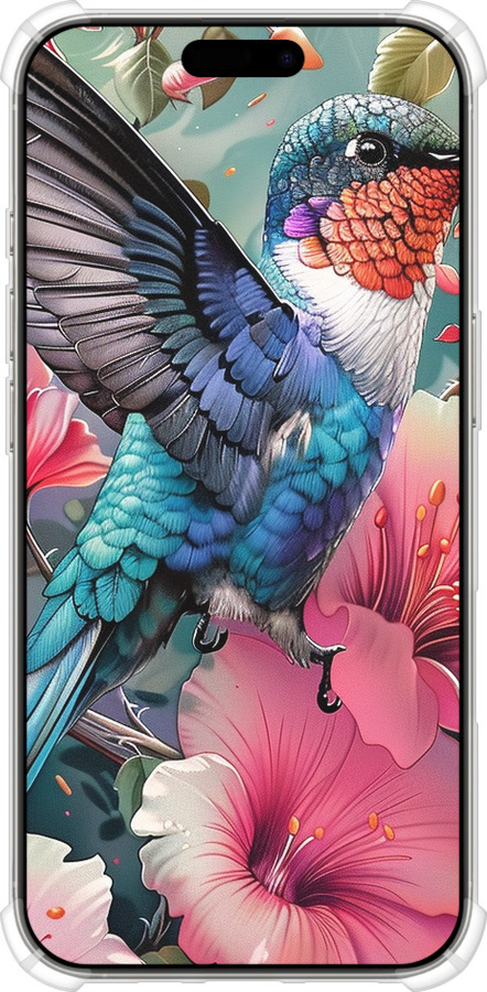 Силикон с усиленными углами чехол Сказочная колибри для Apple iPhone 16 Pro - 6051sp-3708 изображение 