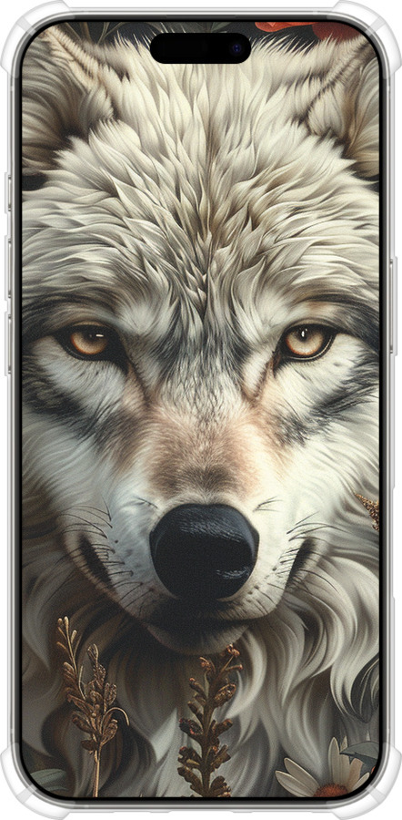 Силикон с усиленными углами чехол Волчий взгляд для Apple iPhone 16 Pro - 6066sp-3708 изображение 