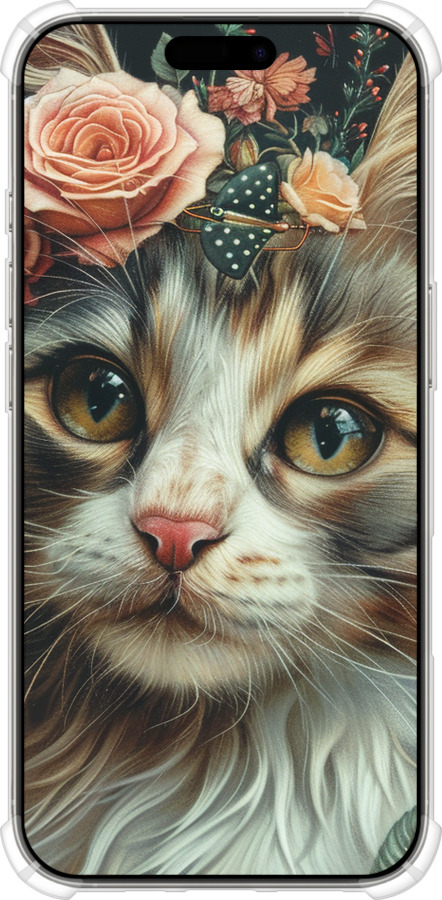 Силикон с усиленными углами чехол Cats and flowers для Apple iPhone 16 Pro - 6069sp-3708 изображение 