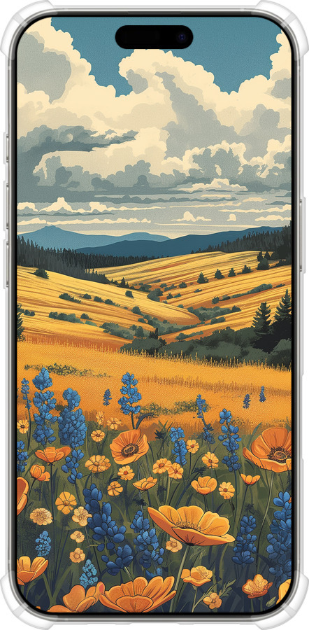 Силикон с усиленными углами чехол Украинское поле для Apple iPhone 16 Pro - 6082sp-3708 изображение 
