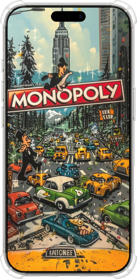 Силикон с усиленными углами чехол Городской драйв Monopoly для Apple iPhone 16 Pro - 6088sp-3708 изображение 