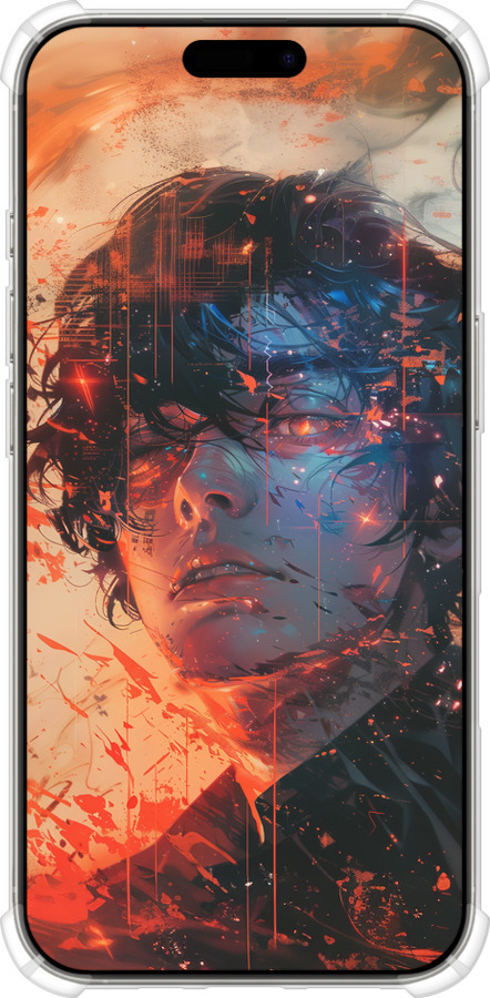 Силикон с усиленными углами чехол Лицо в пламени для Apple iPhone 16 Pro - 6127sp-3708 изображение 