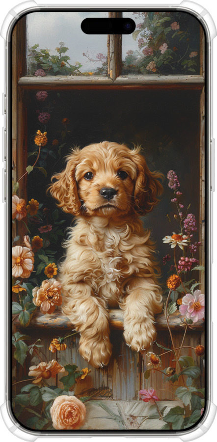 Силикон с усиленными углами чехол Щенок cocker spaniel для Apple iPhone 16 Pro - 6136sp-3708 изображение 