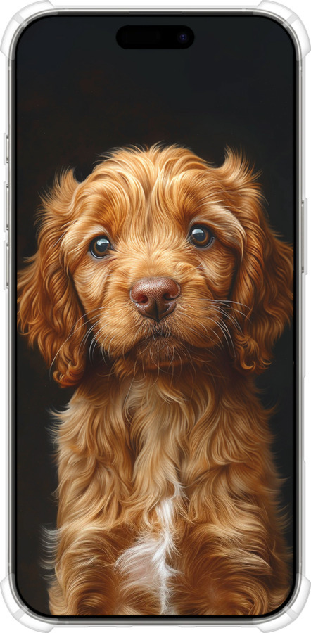 Силикон с усиленными углами чехол Cocker spaniel на черном фоне для Apple iPhone 16 Pro - 6137sp-3708 изображение 