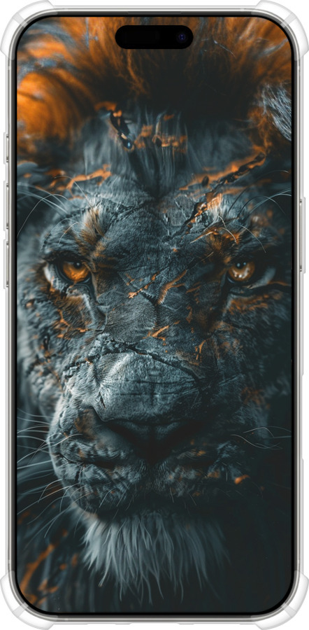 Силіконовий протиударний с посиленими кутами чехол Полум'яний лев для Apple iPhone 16 Pro - 6153sp-3708 изображение 