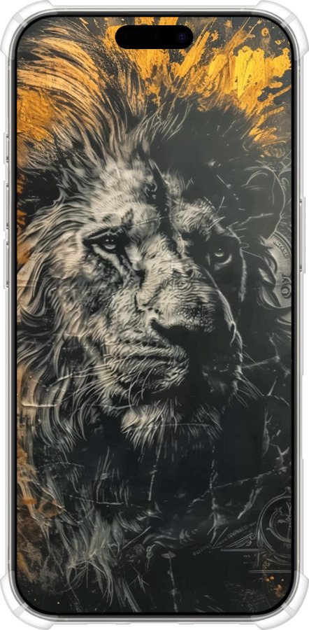 Силіконовий протиударний с посиленими кутами чехол Лев у золотих фарбах для Apple iPhone 16 Pro - 6155sp-3708 изображение 