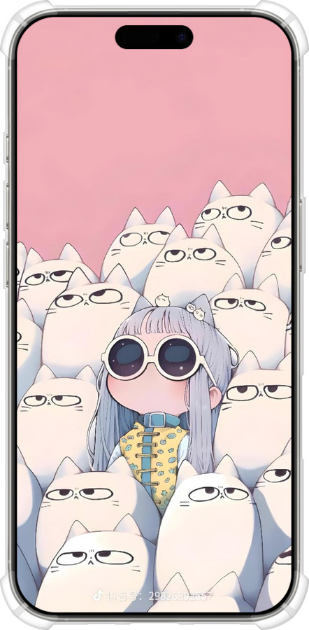 Силикон с усиленными углами чехол Малышка с котами для Apple iPhone 16 Pro - 6295sp-3708 изображение 
