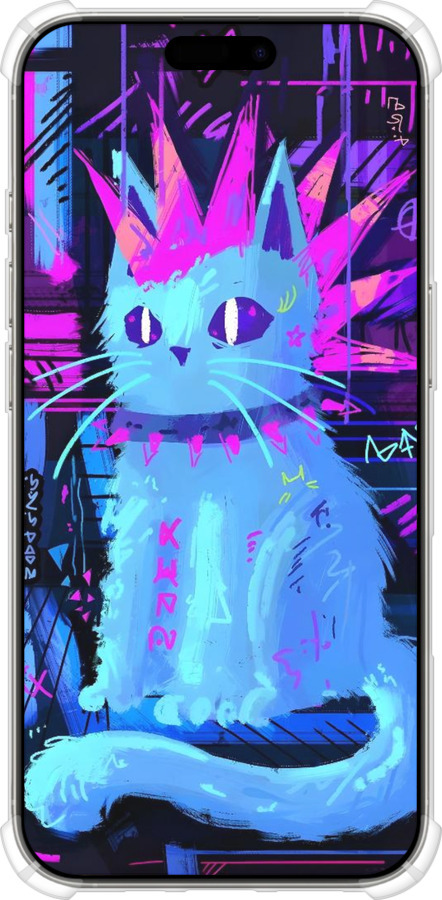 Силикон с усиленными углами чехол Кот панк для Apple iPhone 16 Pro - 6311sp-3708 изображение 