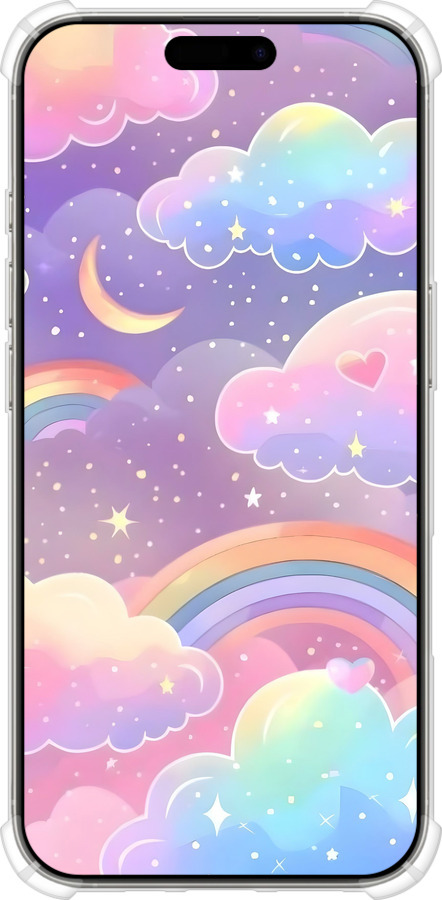 Силикон с усиленными углами чехол Облака и радуга для Apple iPhone 16 Pro - 6312sp-3708 изображение 