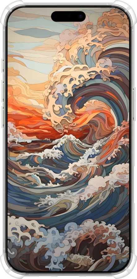 Силикон с усиленными углами чехол Арт волны для Apple iPhone 16 Pro - 6324sp-3708 изображение 