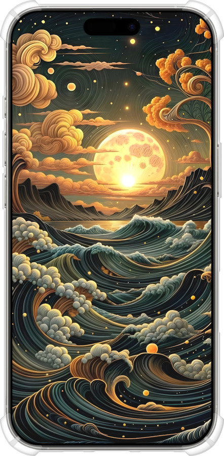 Силикон с усиленными углами чехол Арт волны для Apple iPhone 16 Pro - 6332sp-3708 изображение 