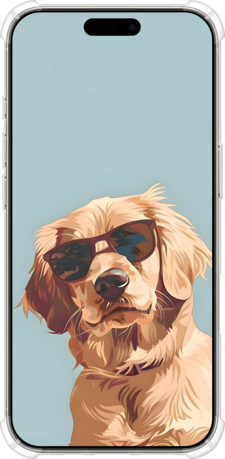 Силикон с усиленными углами чехол Пес в очках для Apple iPhone 16 Pro - 6381sp-3708 изображение 