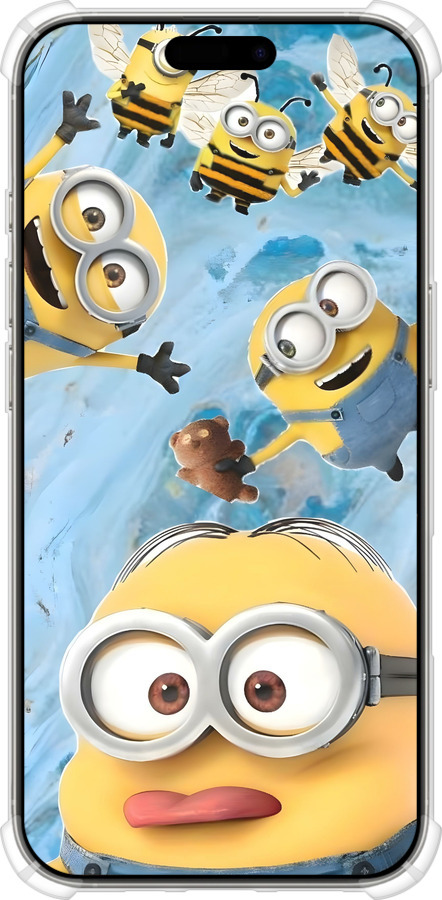 Силіконовий протиударний с посиленими кутами чехол Миньоны для Apple iPhone 16 Pro - 6386sp-3708 изображение 
