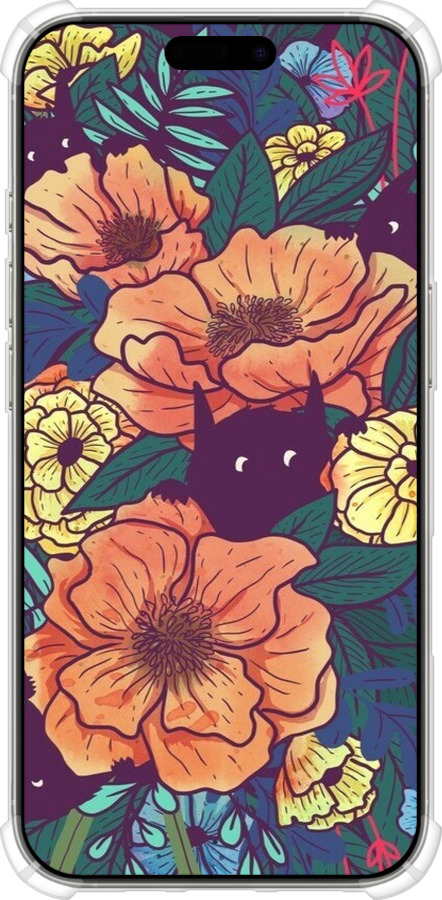 Силикон с усиленными углами чехол С изображением полевых цветов для Apple iPhone 16 Pro - 6419sp-3708 изображение 