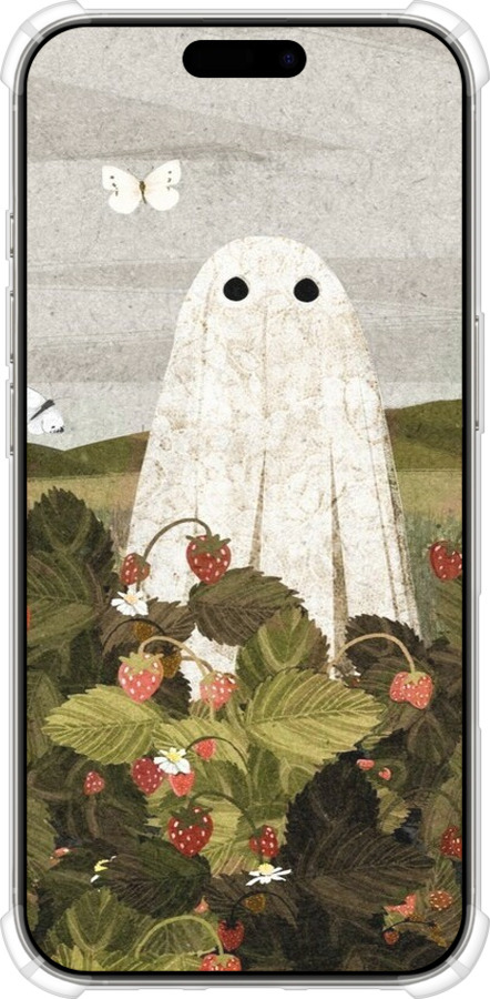 Силикон с усиленными углами чехол Клубничные поля и привидения для Apple iPhone 16 Pro - 6426sp-3708 изображение 