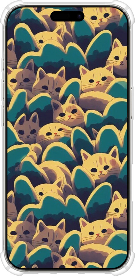 Силіконовий протиударний с посиленими кутами чехол Із зображенням котиків для Apple iPhone 16 Pro - 6429sp-3708 изображение 