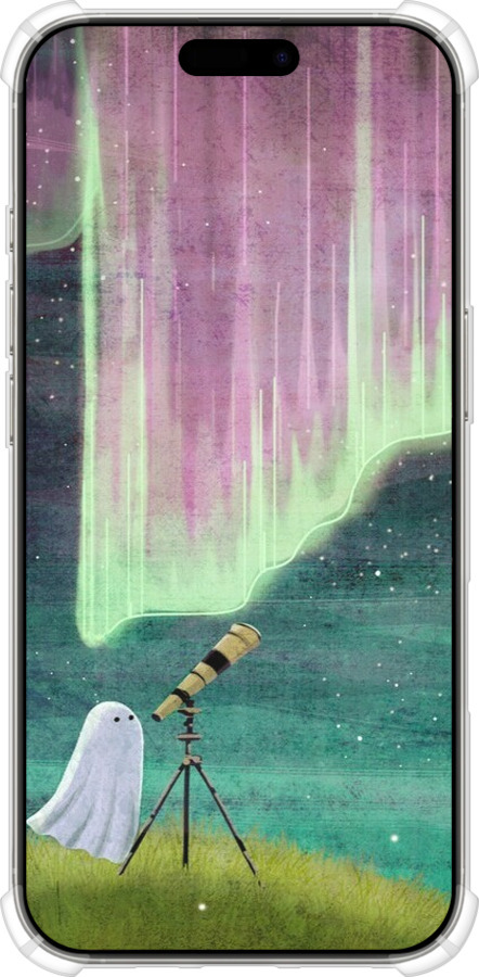 Силикон с усиленными углами чехол Привидение и звезды для Apple iPhone 16 Pro - 6443sp-3708 изображение 