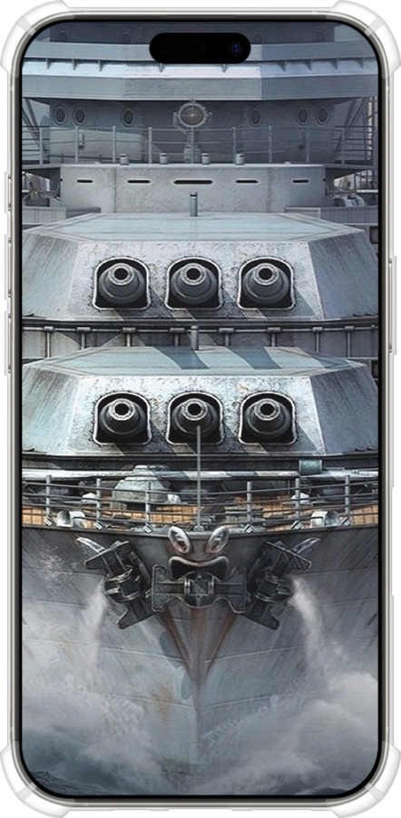 Силіконовий протиударний с посиленими кутами чехол Лінкор, world of tanks, wargaming, військовий корабель для Apple iPhone 16 Pro - 6453sp-3708 изображение 