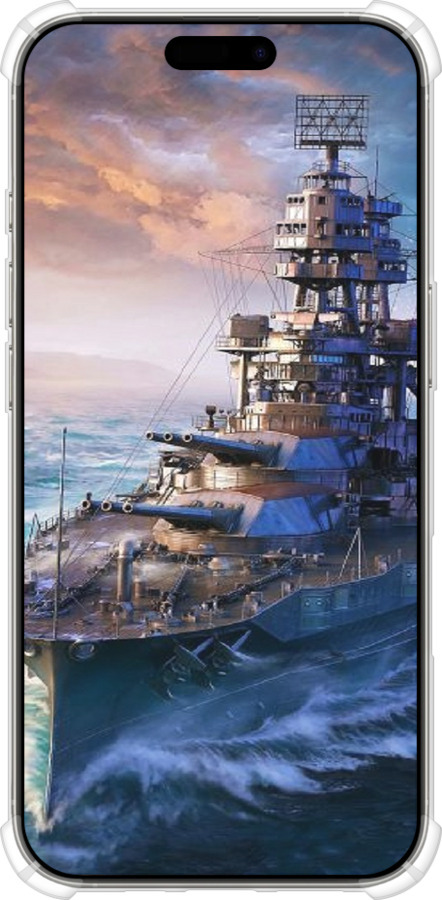 Силикон с усиленными углами чехол Военный корабль, world of tanks, wargaming для Apple iPhone 16 Pro - 6461sp-3708 изображение 