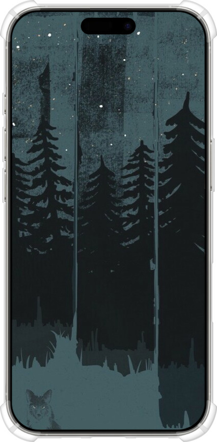 Силикон с усиленными углами чехол Лиса и ночной лес для Apple iPhone 16 Pro - 6481sp-3708 изображение 