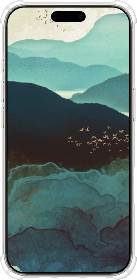 Силіконовий протиударний с посиленими кутами чехол Із зображенням гір Індіго для Apple iPhone 16 Pro - 6484sp-3708 изображение 